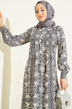Alternative view of Button-Up Half-Panel Dress Smoke