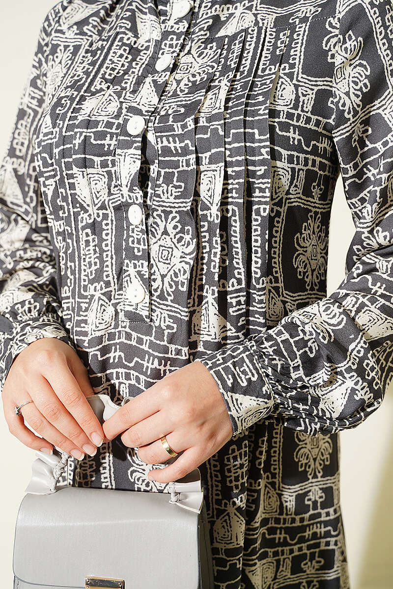 Button-Up Half-Panel Dress Smoke - immagine 4
