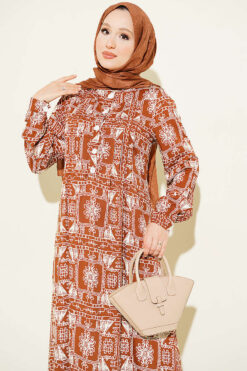 Alternative view of Button-Up Half-Panel Dress Terracotta