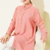 Wrinkled Striped Shirt Powder Pink