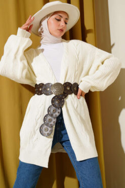 Braided Detail Cardigan Ecru