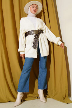 Alternative view of Braided Detail Cardigan Ecru