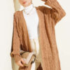 Long Knit Cardigan with Braided Detail Latte - Image 2