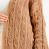 Long Knit Cardigan with Braided Detail Latte - Image 4
