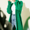 Long Knit Cardigan with Braided Detail Green – Bild 2