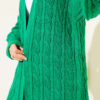 Long Knit Cardigan with Braided Detail Green – Bild 4