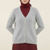 Braided Buttoned Knit Cardigan Grey
