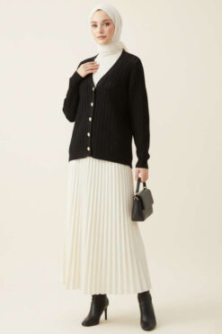 Alternative view of Braided Buttoned Knit Cardigan Black
