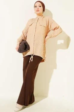 Alternative view of Shirt with Faux Pocket Flap Beige