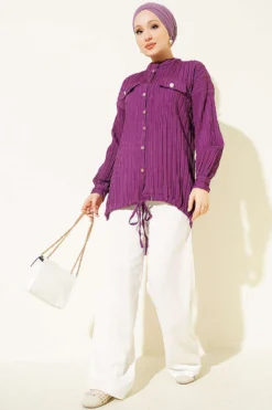 Alternative view of Shirt with Faux Pocket Flap Purple