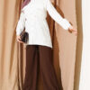 Striped Button-Up Shirt with Faux Pocket Flap White - Image 2