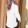 Striped Button-Up Shirt with Faux Pocket Flap White - Image 3