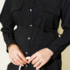 Striped Button-Up Shirt with Faux Pocket Flap Black – Bild 4