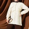 Striped Button-Up Shirt with Faux Pocket Flap Stone - immagine 2