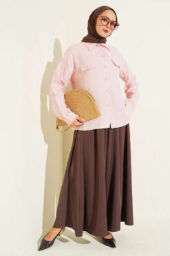 Alternative view of Shirt with Faux Pocket Flap in Muslin Pink