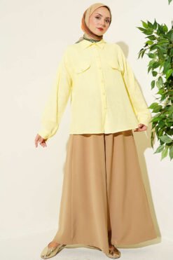Alternative view of Shirt with Faux Pocket Flap in Muslin Yellow