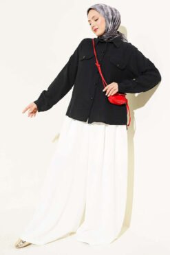 Alternative view of Shirt with Faux Pocket Flap in Muslin Black