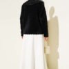 Fringed Shoulder Chiffon Floral Cardigan Black – Image 3