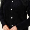 Fringed Shoulder Chiffon Floral Cardigan Black – Image 4