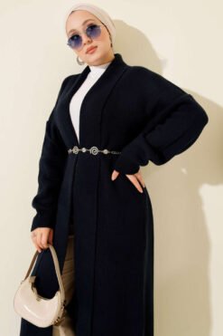 Alternative view of Shawl Collar Basic Long Knit Cardigan Navy Blue