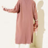 Shawl Collar Pocketed Knit Cardigan Powder Pink - Imagen 3
