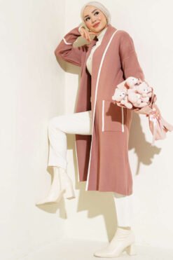 Alternative view of Shawl Collar Pocketed Knit Cardigan Powder Pink