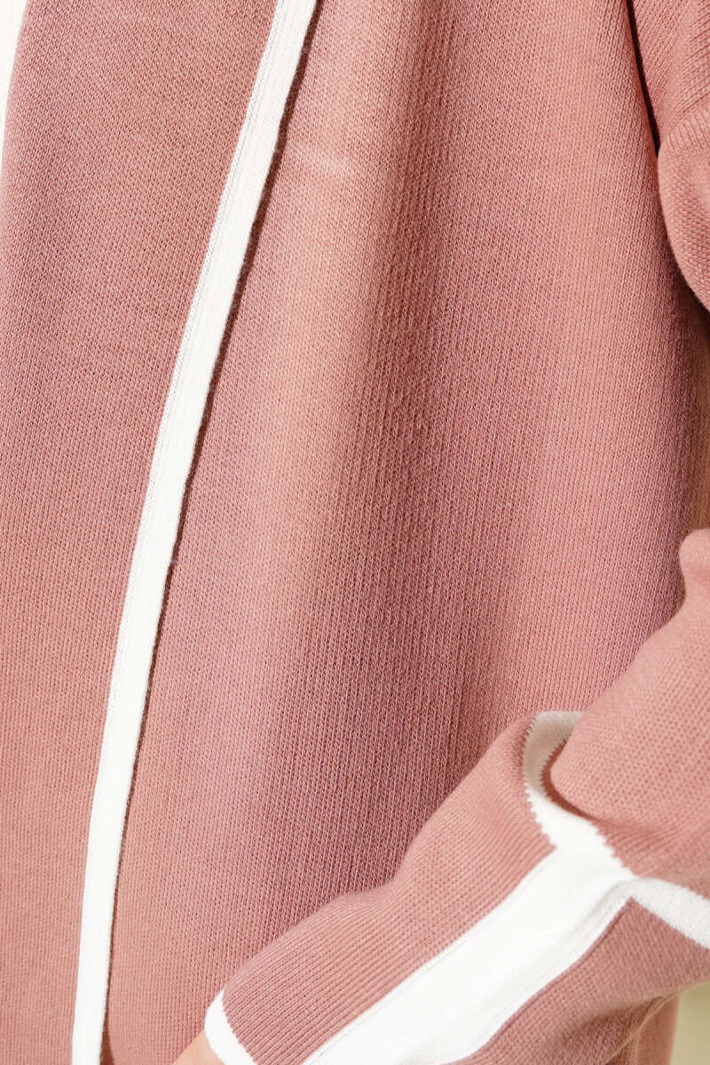 Shawl Collar Pocketed Knit Cardigan Powder Pink - Imagen 4