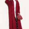 Shawl Collar Knit Pattern Long Cardigan Burgundy – Image 2