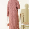 Shawl Collar Knit Pattern Long Cardigan Rose Dust - Image 3