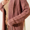 Shawl Collar Knit Pattern Long Cardigan Rose Dust - Image 4