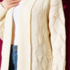 Shawl Collar Knit Pattern Long Cardigan Stone – Bild 4