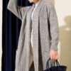 Shawl Collar Textured Knit Cardigan Grey – Bild 2