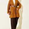 Shawl Collar Rice Knit Cardigan Mustard - Image 2