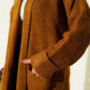 Shawl Collar Rice Knit Cardigan Mustard - Image 4