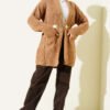 Shawl Collar Rice Knit Cardigan Latte - Imagen 2