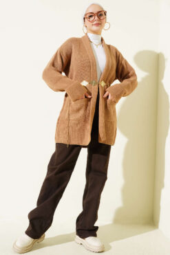 Alternative view of Shawl Collar Rice Knit Cardigan Latte