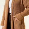 Shawl Collar Rice Knit Cardigan Latte - Imagen 4