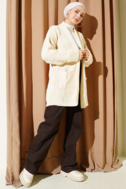 Alternative view of Shawl Collar Rice Knit Cardigan Stone