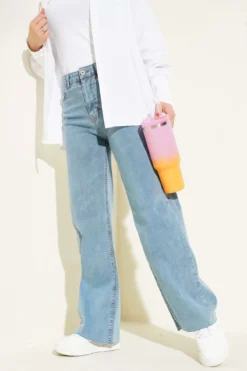 Relaxed Fit Cropped Pants Light Blue