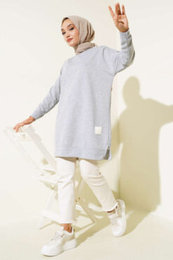 Alternative view of Oversized Patch Tunic Grey