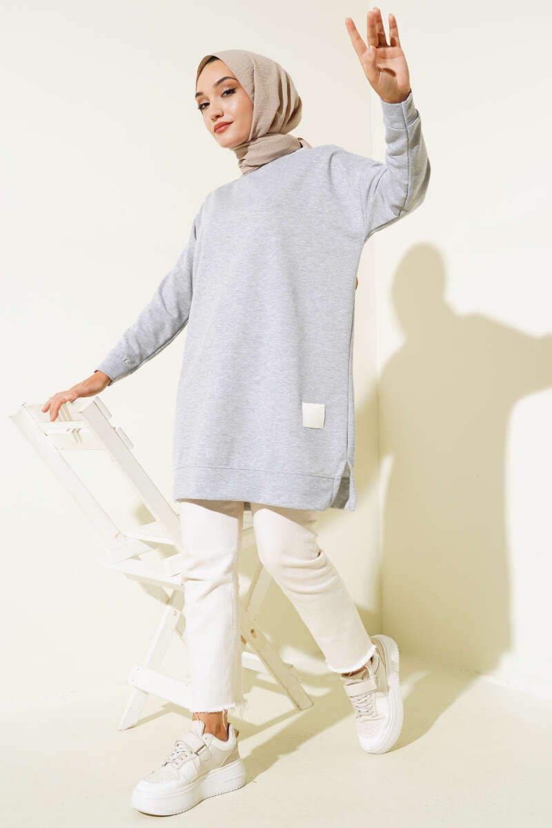 Oversized Patch Tunic Grey - الصورة 2