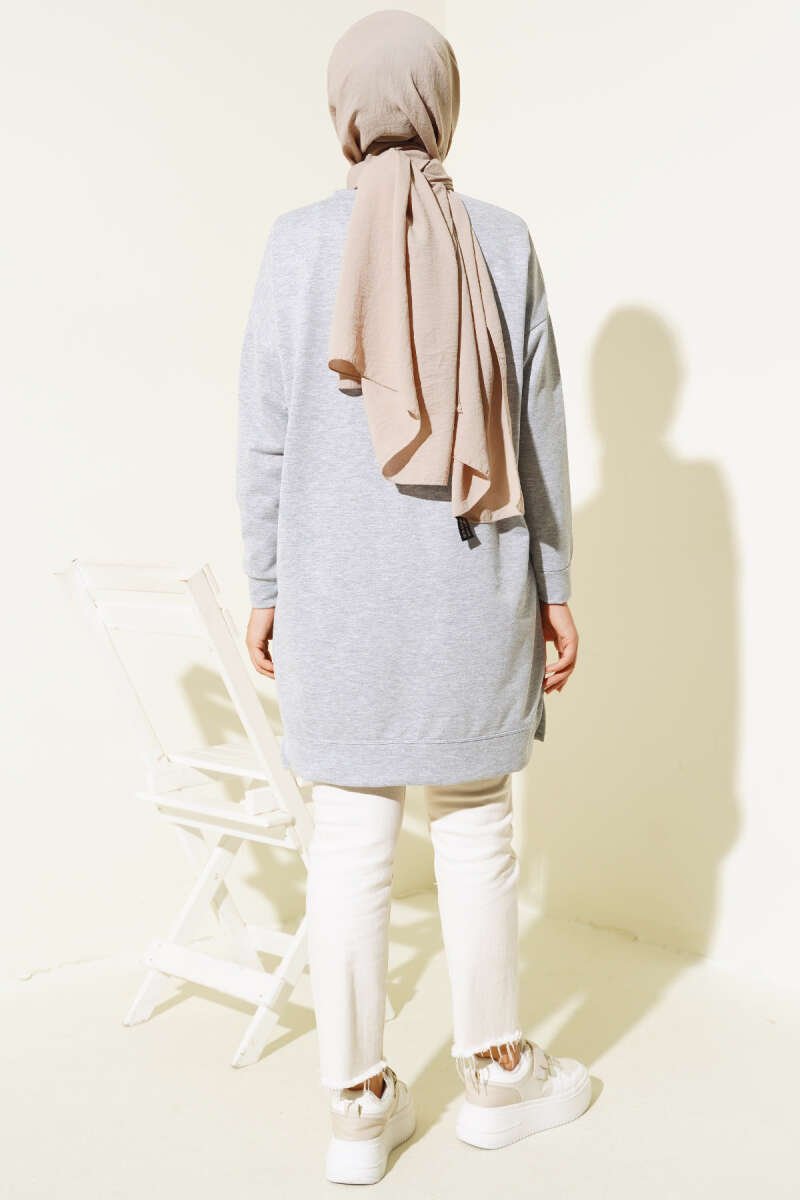 Oversized Patch Tunic Grey - الصورة 3