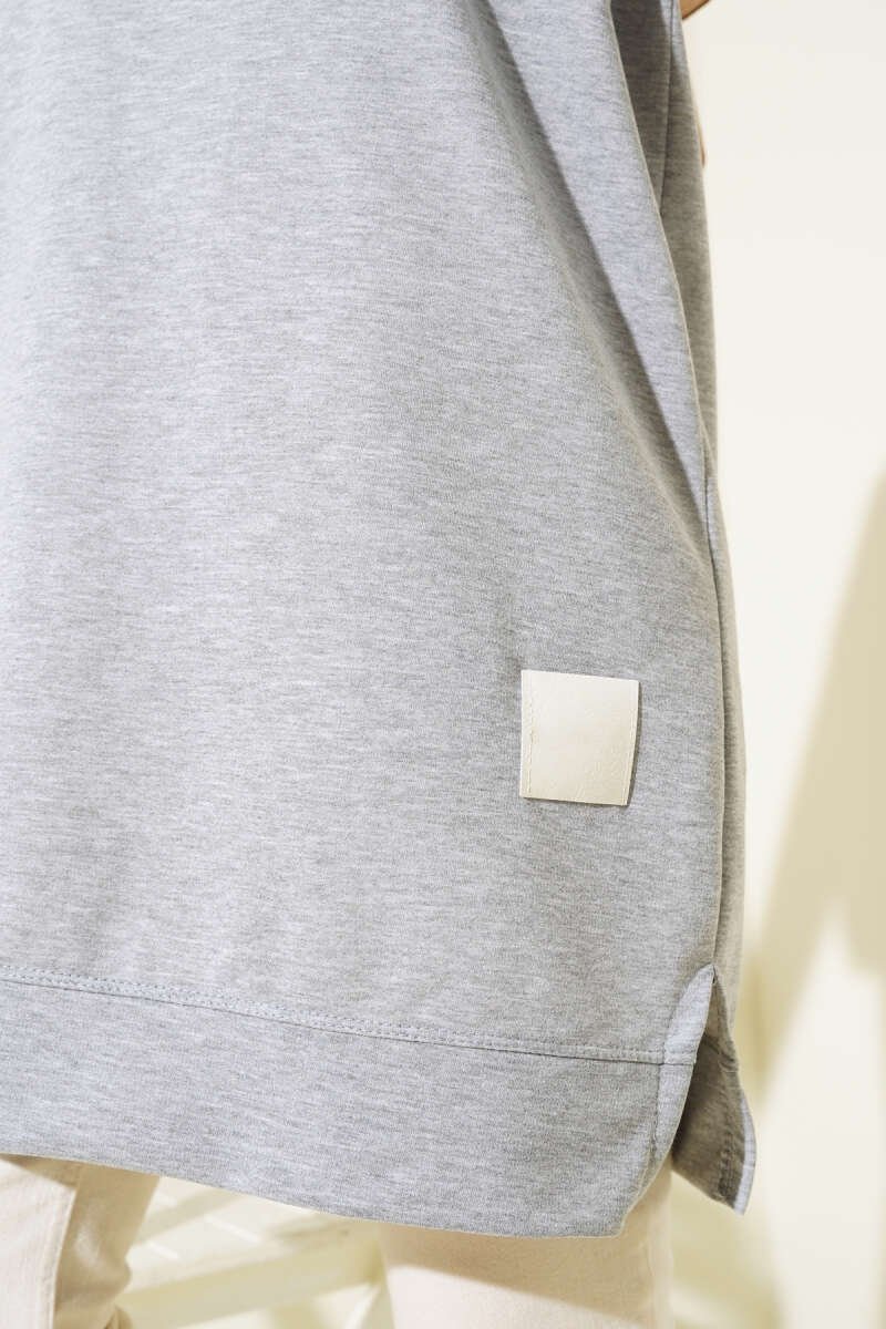 Oversized Patch Tunic Grey - الصورة 4