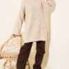 Oversized Glitter Knit Tunic Beige – Image 2