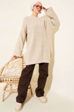Alternative view of Oversized Glitter Knit Tunic Beige