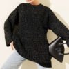Oversized Glitter Knit Tunic Beige – Image 11