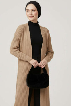Alternative view of Oversized Ribbed Long Cardigan Latte