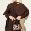 Dress with Snail Clip Detail Brown – Image 2