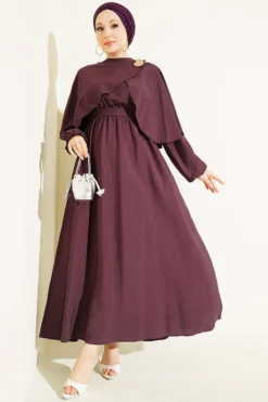 Dress with Snail Clip Detail Plum
