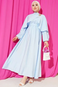 Dress with Snail Clip Detail Blue